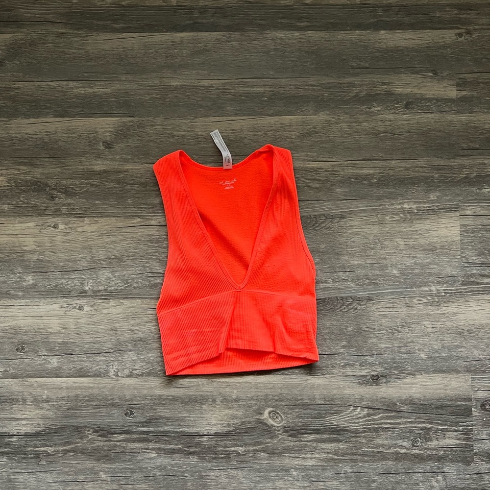 URBAN OUTFITTERS bright orange/pink v neck racer back crop top